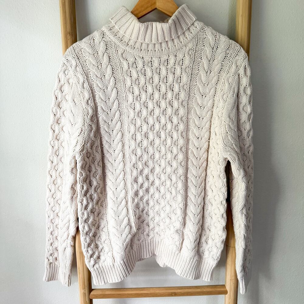 Urban Revivo Cable Knit Sweater Cream Turtleneck Chunky Men’s Size XL